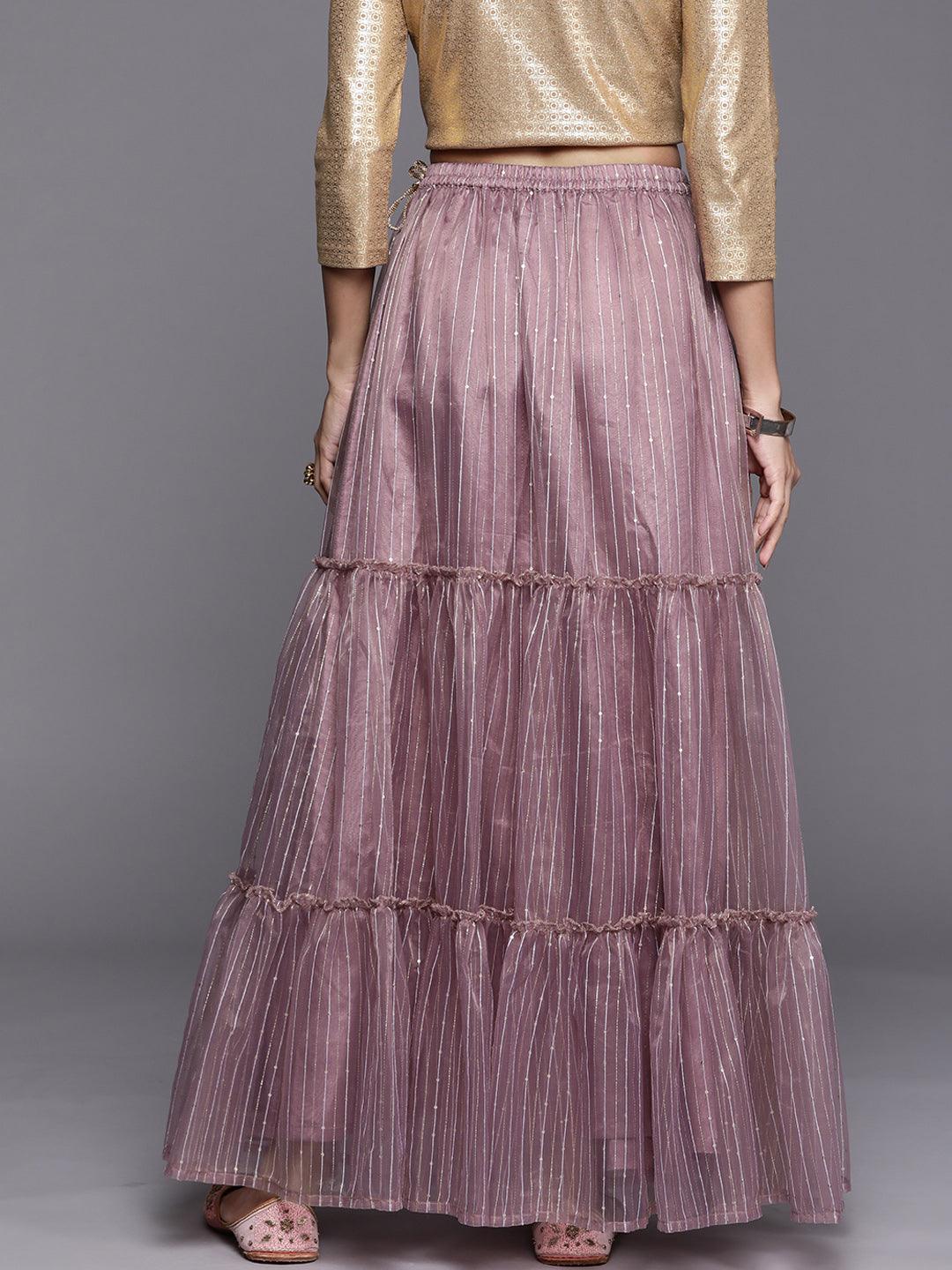 Mauve Embellished Organza Skirt - ShopLibas
