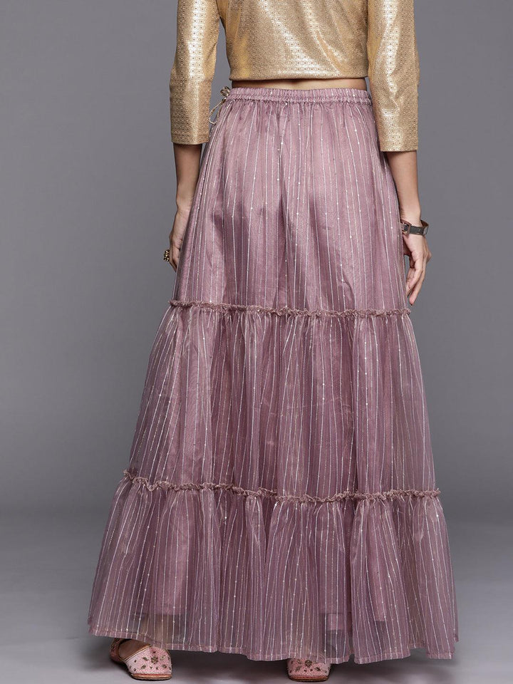 Mauve Embellished Organza Skirt - ShopLibas