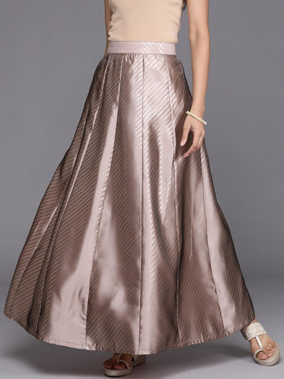 Mauve Printed Silk Blend Skirt - ShopLibas