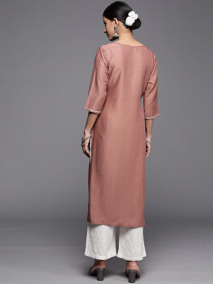 Mauve Yoke Design Silk Kurta - ShopLibas