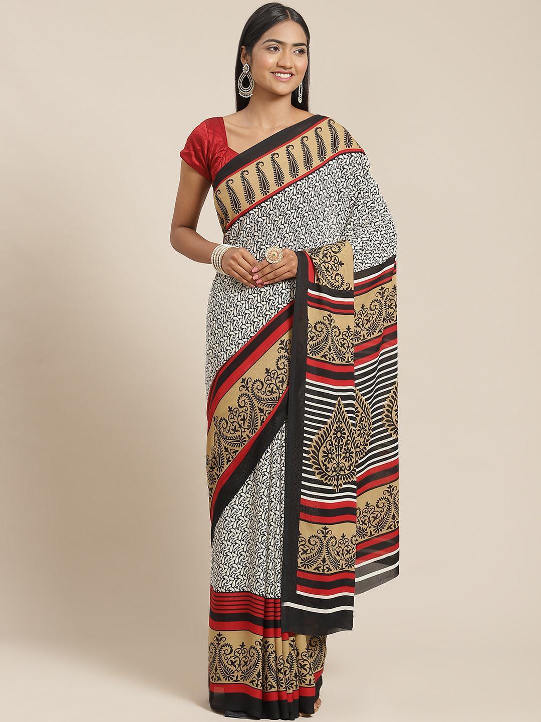 Multi Printed Georgette Saree - ShopLibas