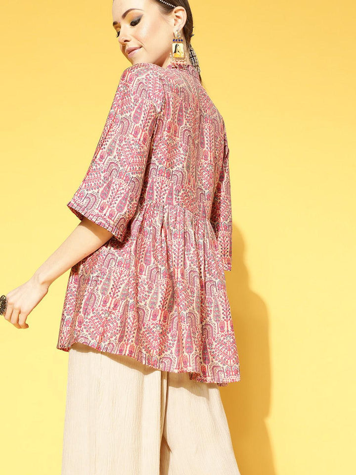 Multi Printed Silk Blend Kurti - Libas