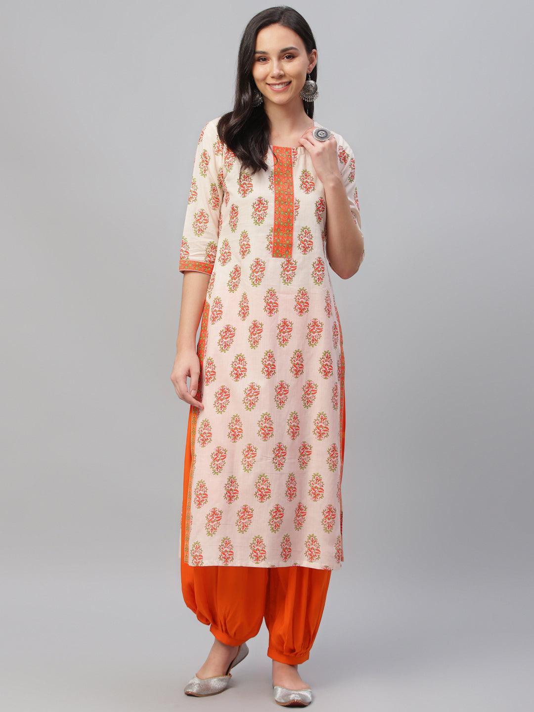 Multicoloured Printed Cotton Kurta - ShopLibas