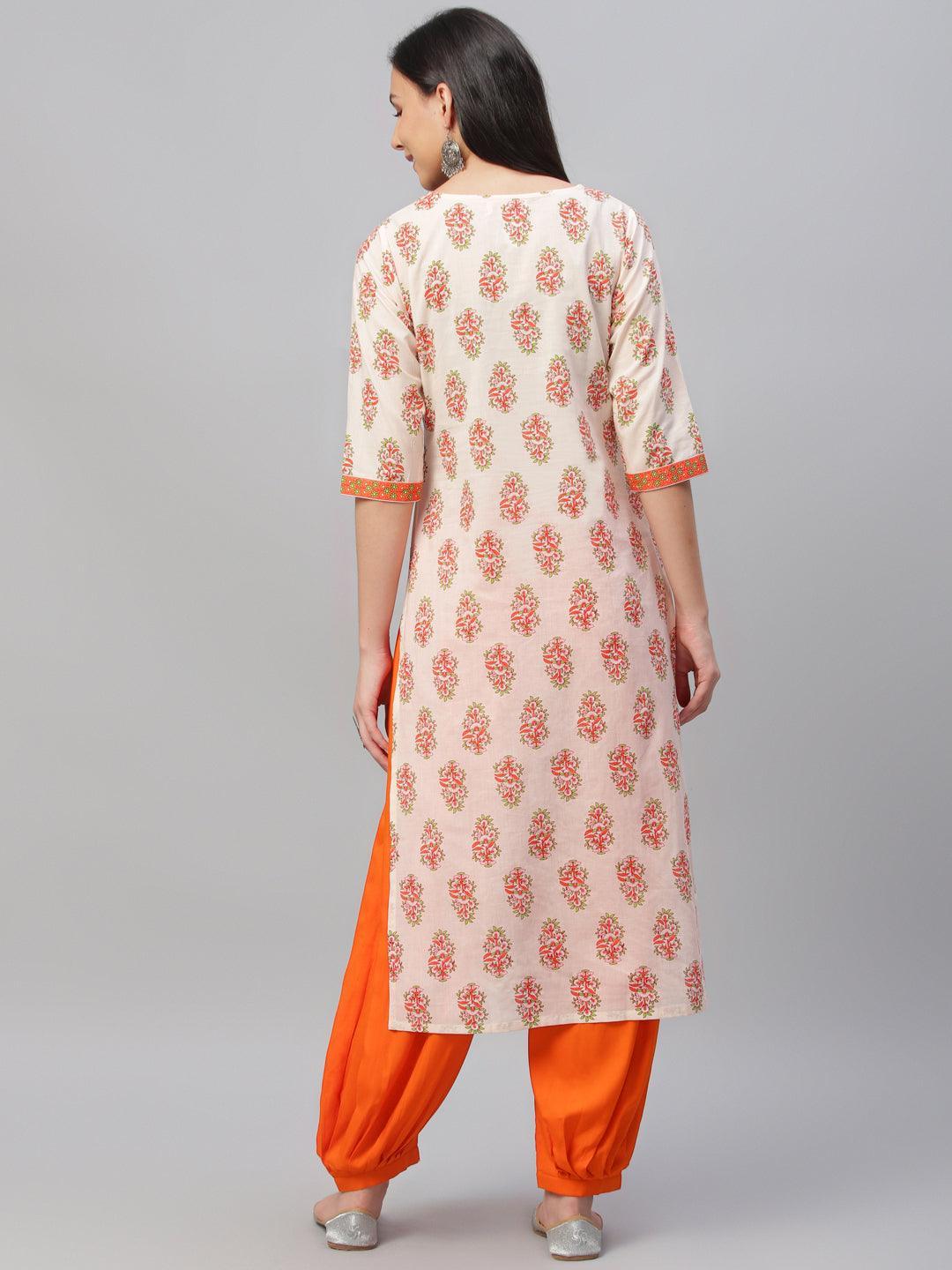 Multicoloured Printed Cotton Kurta - ShopLibas
