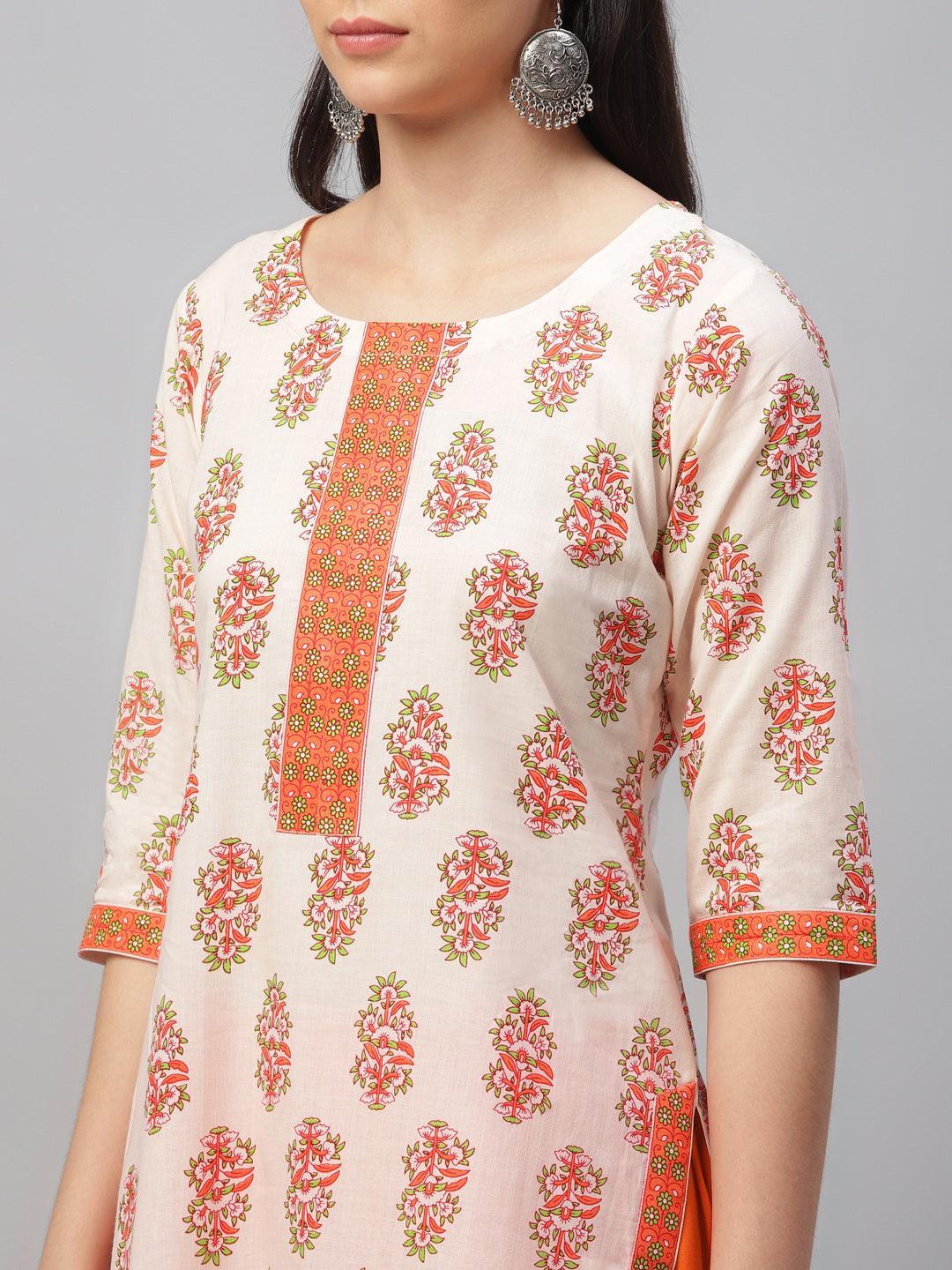 Multicoloured Printed Cotton Kurta - ShopLibas