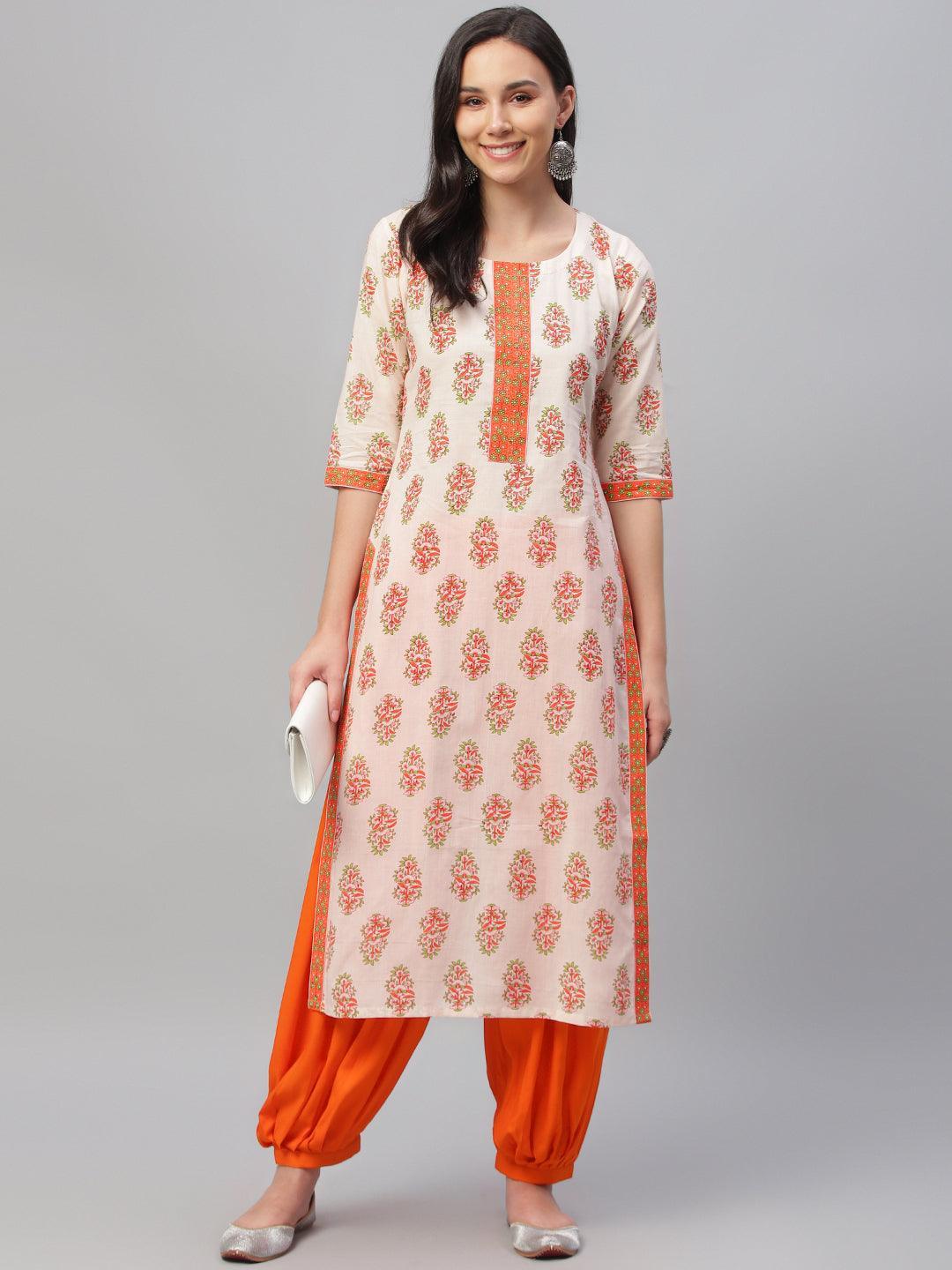 Multicoloured Printed Cotton Kurta - ShopLibas