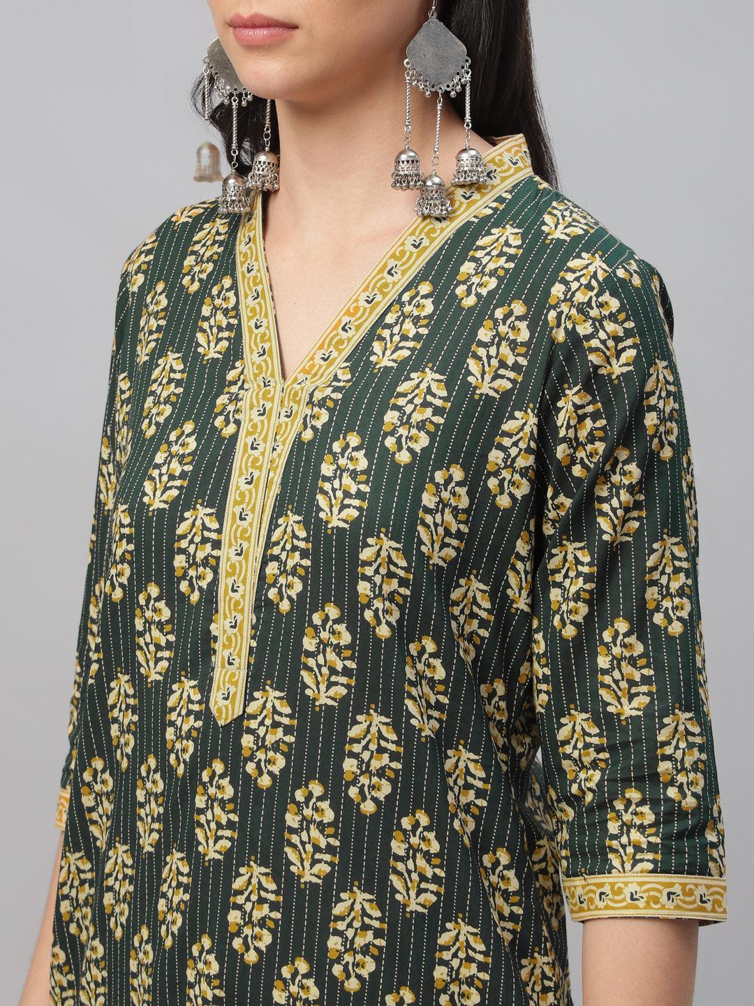 Multicoloured Printed Cotton Kurta - ShopLibas