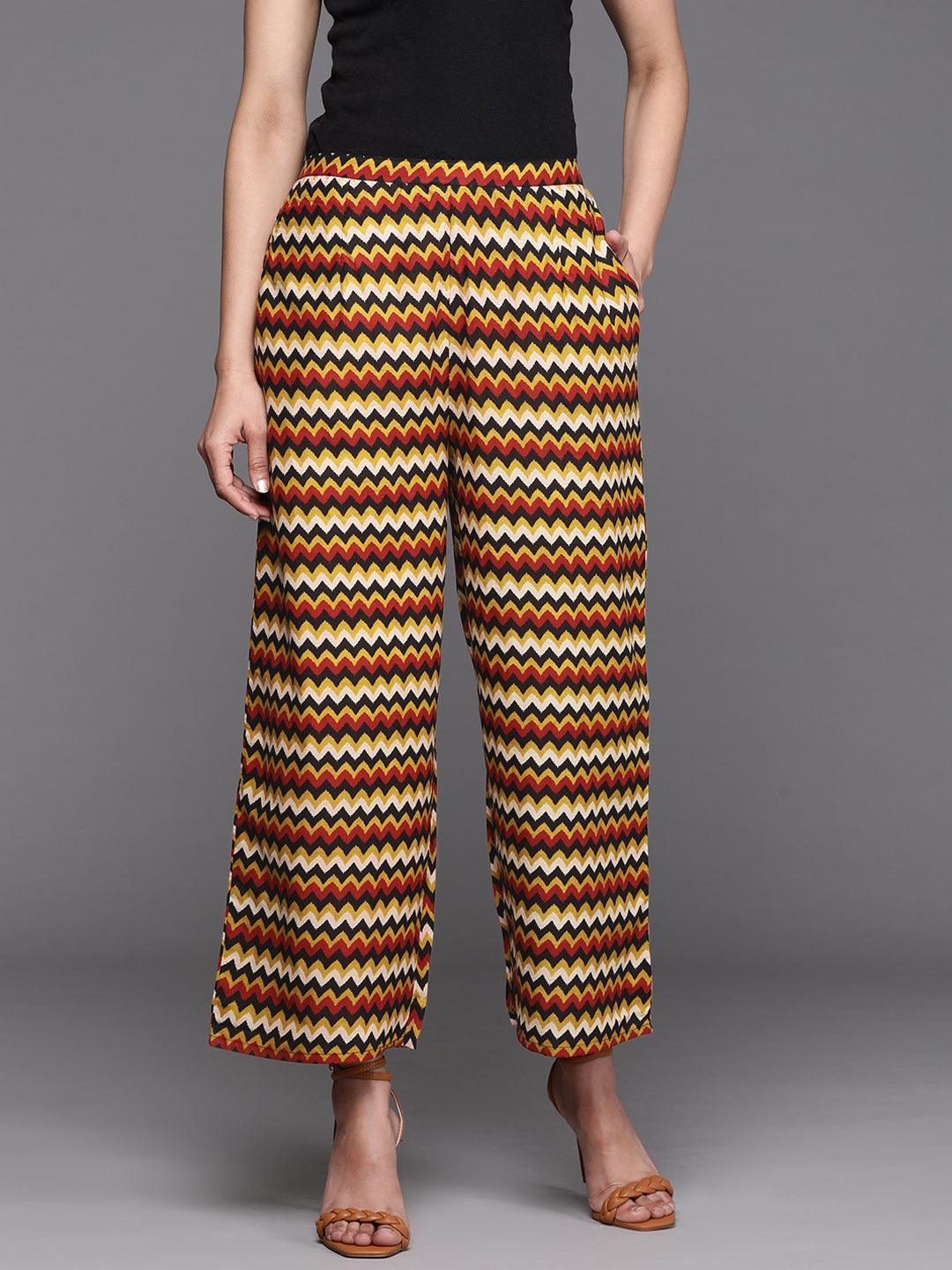 Multicoloured Printed Cotton Palazzos - ShopLibas