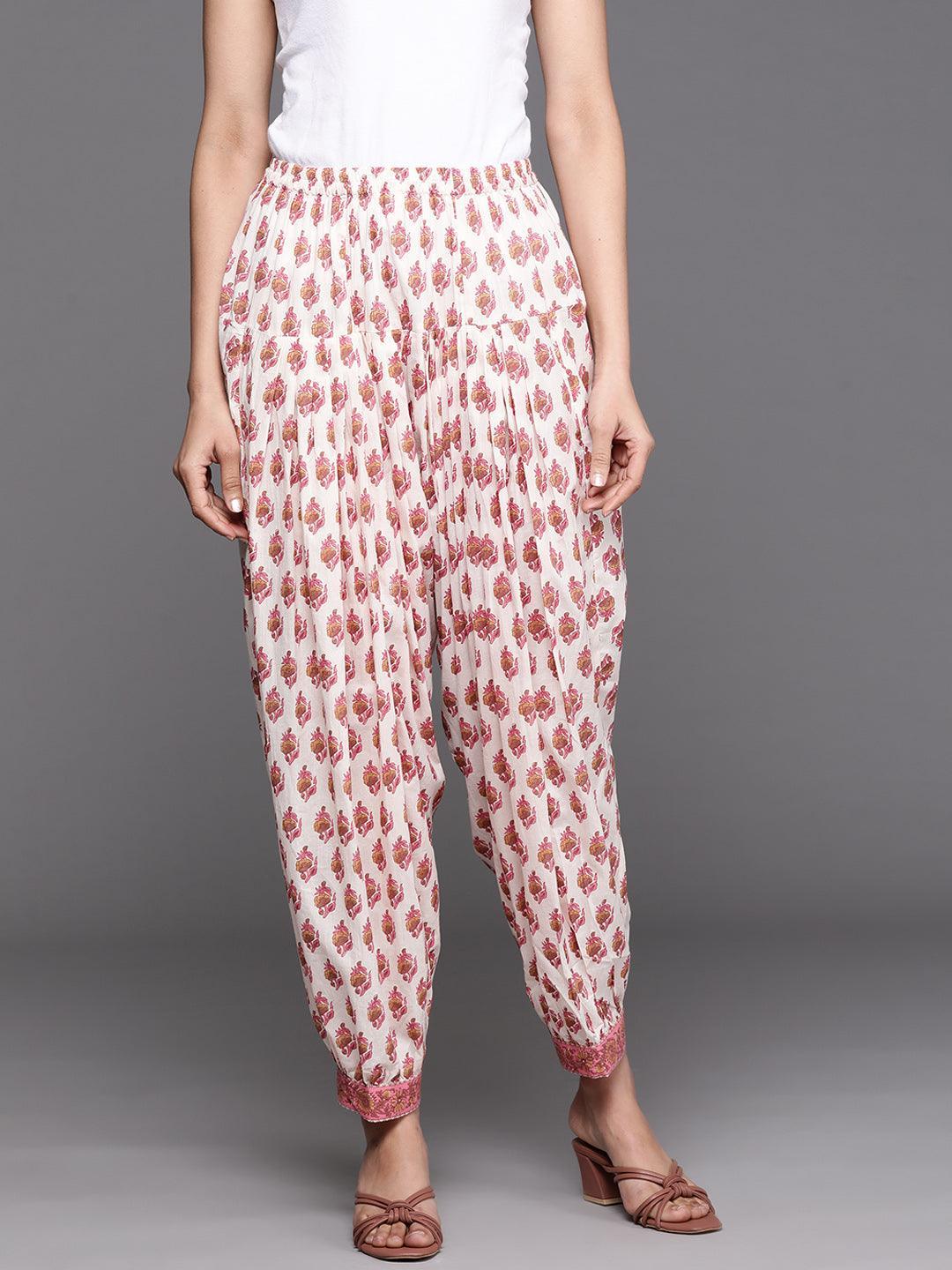 Multicoloured Printed Cotton Salwar Pants - ShopLibas