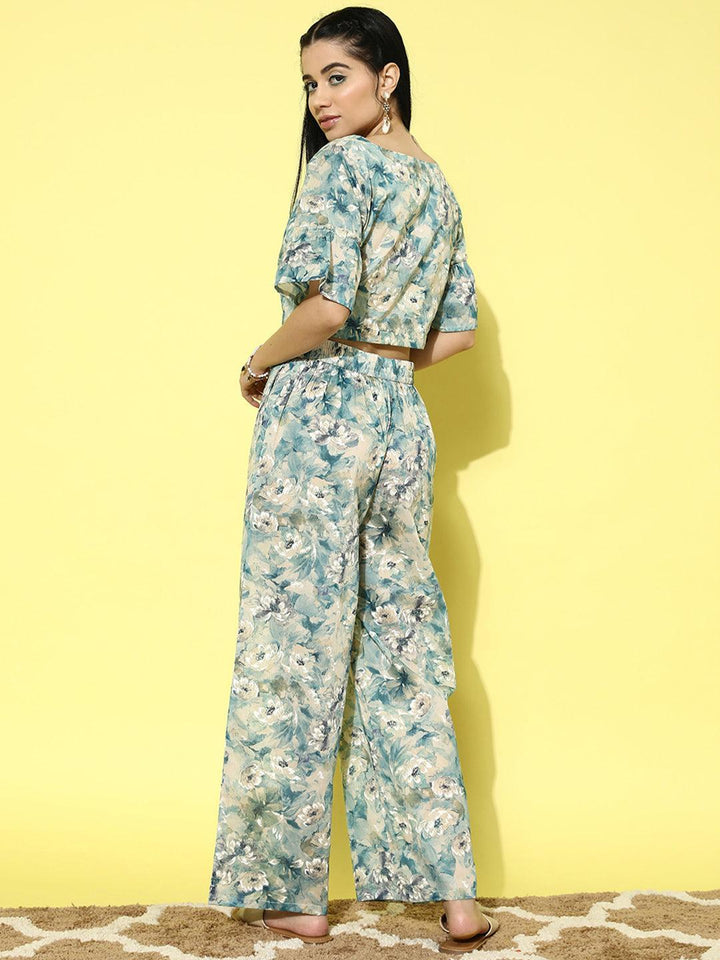 Multicoloured Printed Cotton Top With Palazzos