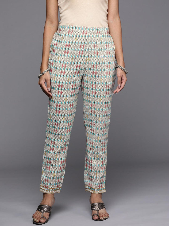 Multicoloured Printed Cotton Trousers - ShopLibas