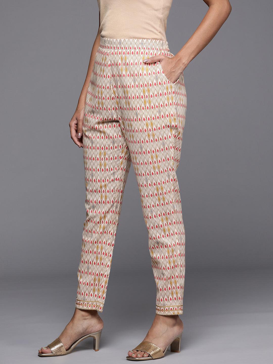 Multicoloured Printed Cotton Trousers - ShopLibas 