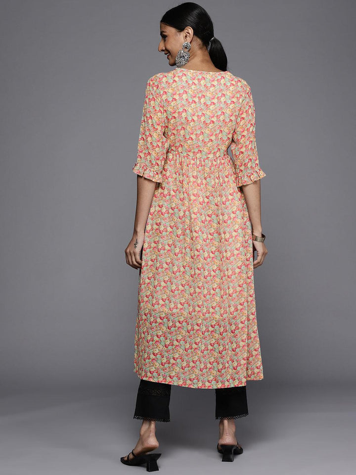 Multicoloured Printed Georgette A-Line Kurta - ShopLibas