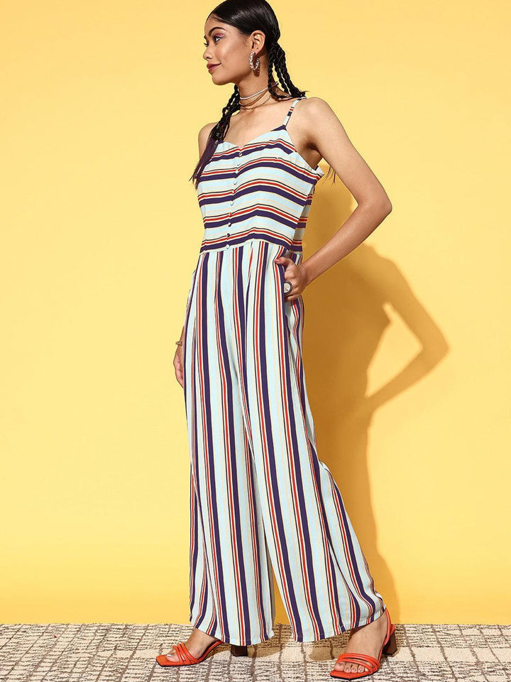 Multicoloured Printed Georgette Jumpsuit - ShopLibas