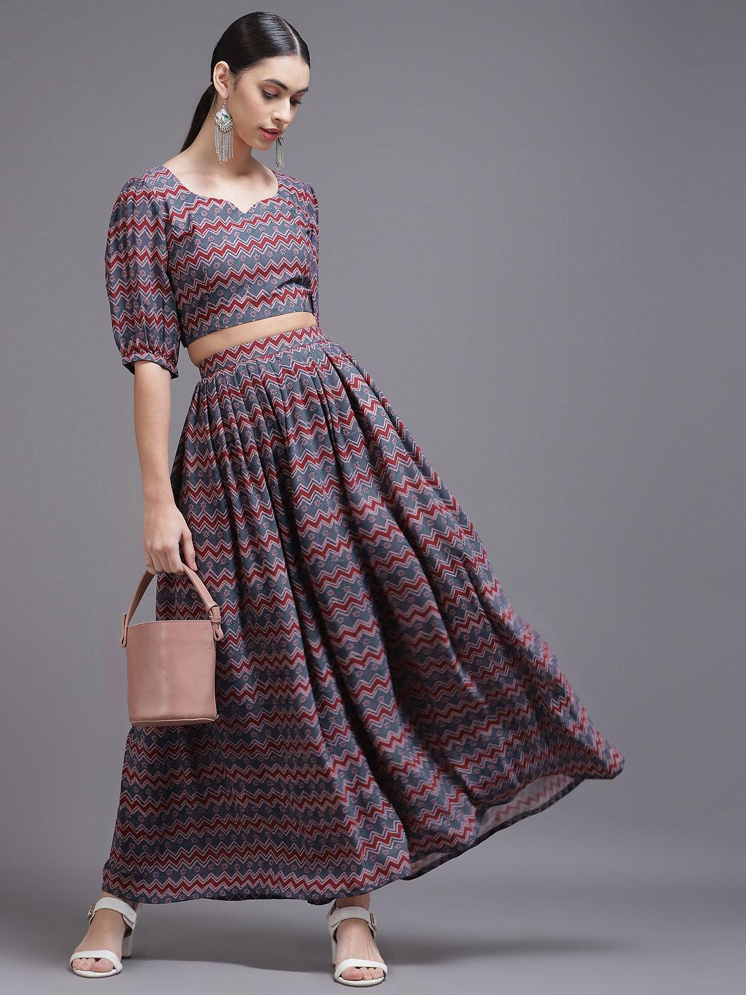 Multicoloured Printed Georgette Co-Ords - ShopLibas