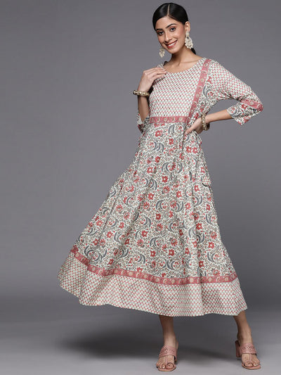 Multicoloured Printed Rayon A-Line Dress - ShopLibas