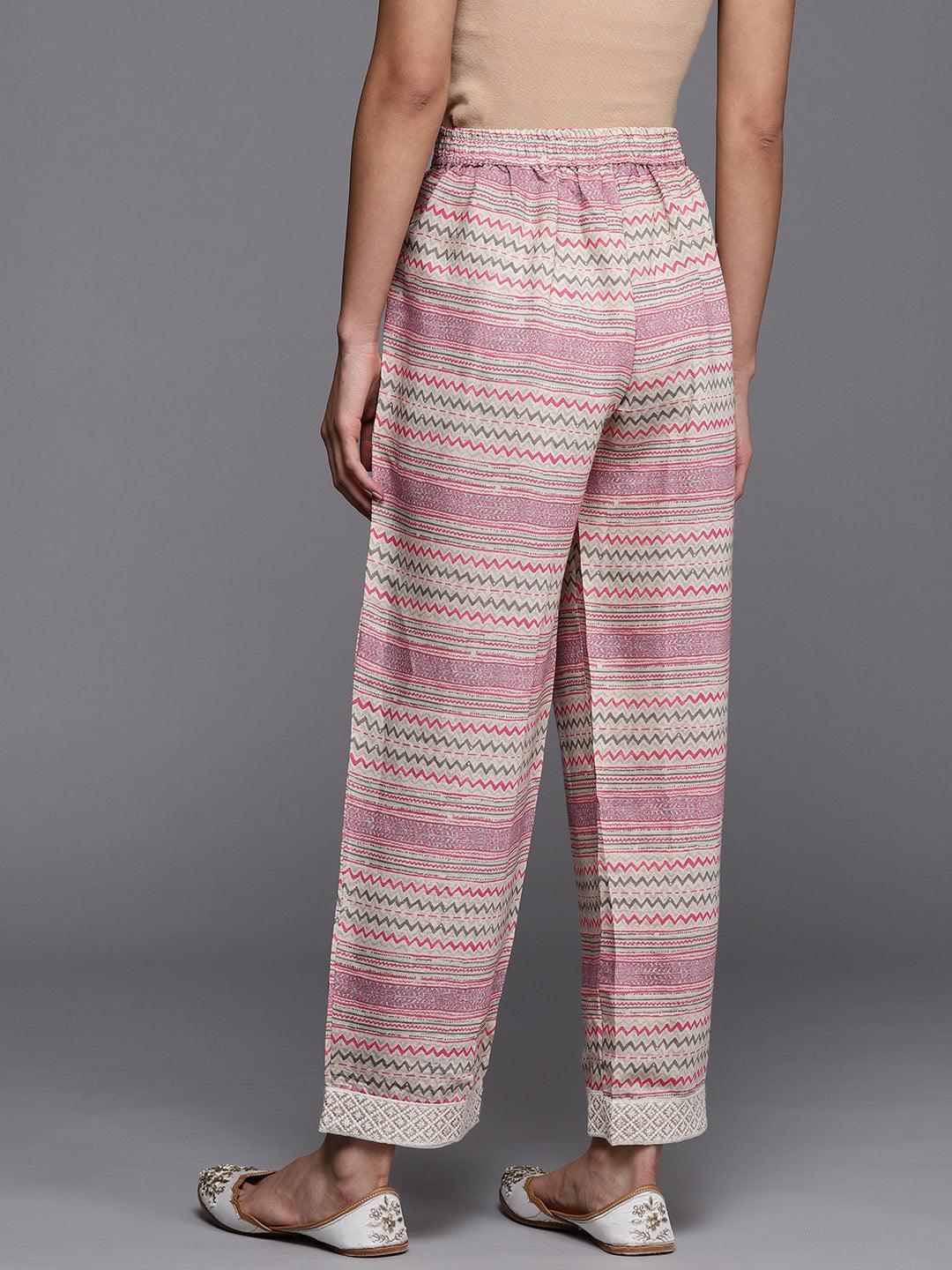 Multicoloured Printed Silk Trousers - ShopLibas 