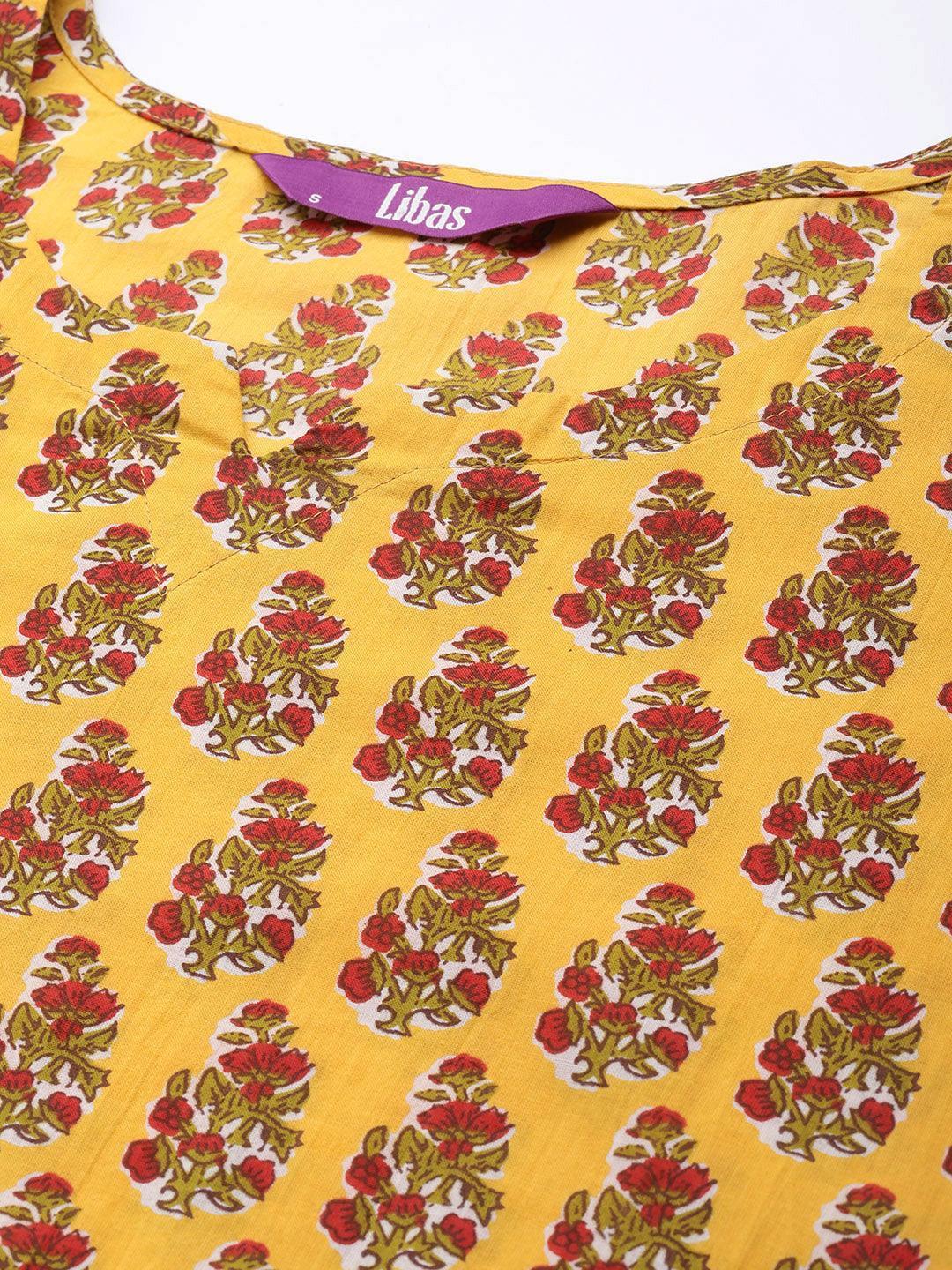 Mustard Printed Cotton Night Suit - ShopLibas 