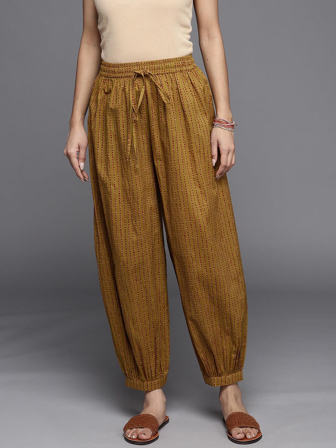 Mustard Printed Cotton Salwar Pants - ShopLibas