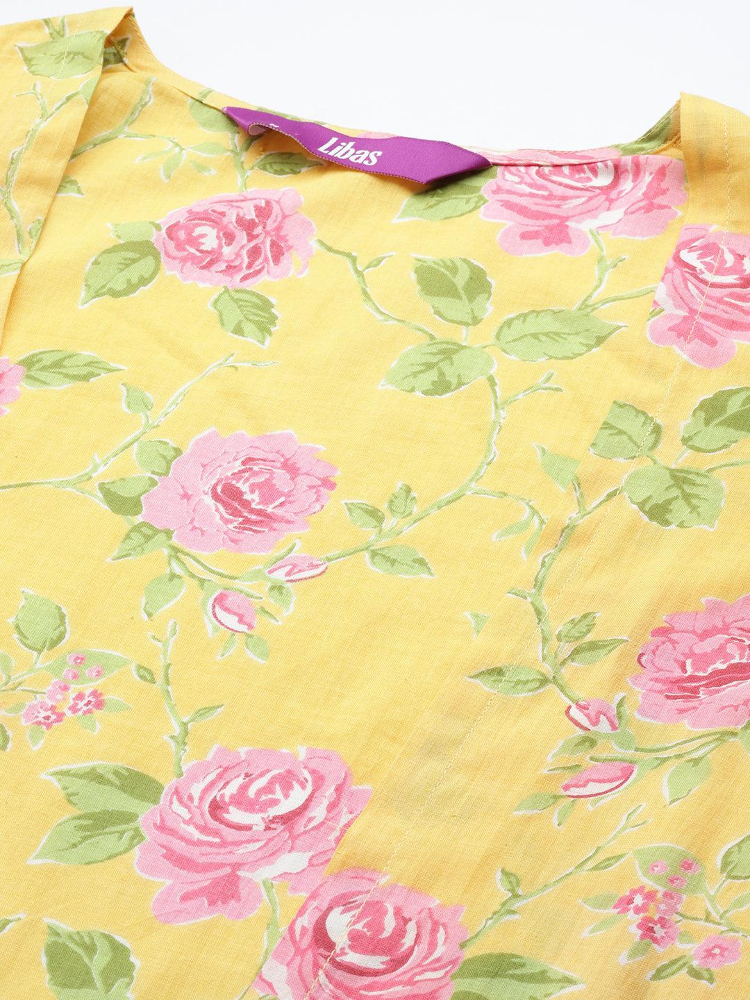 Mustard Printed Cotton Co-Ords - ShopLibas 