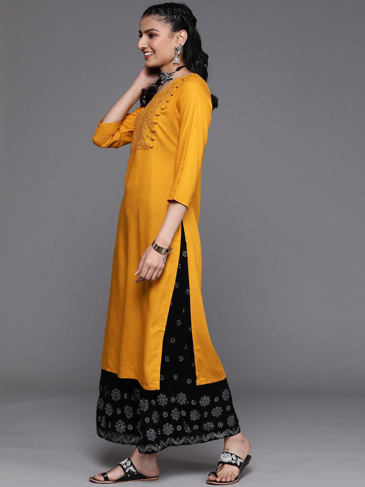 Mustard Yoke Design Rayon Kurta - ShopLibas
