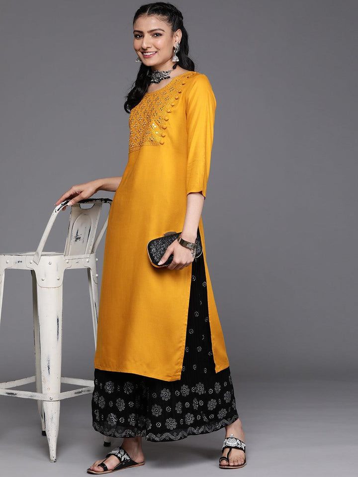 Mustard Yoke Design Rayon Kurta - ShopLibas