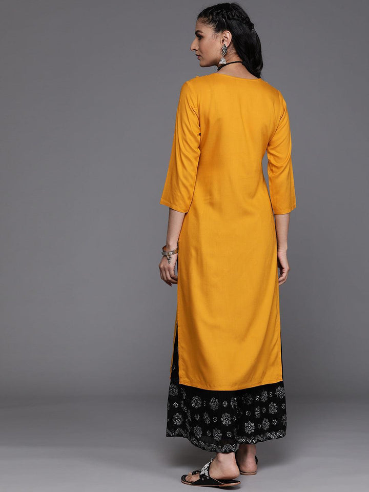 Mustard Yoke Design Rayon Kurta - ShopLibas