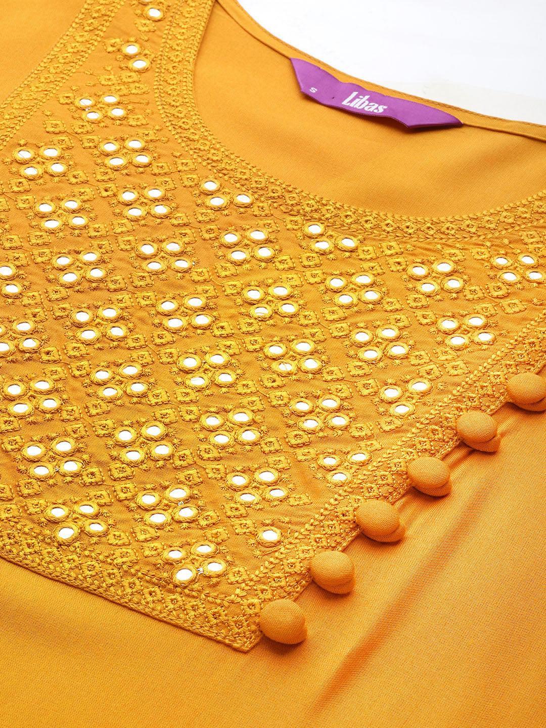 Mustard Yoke Design Rayon Kurta - ShopLibas