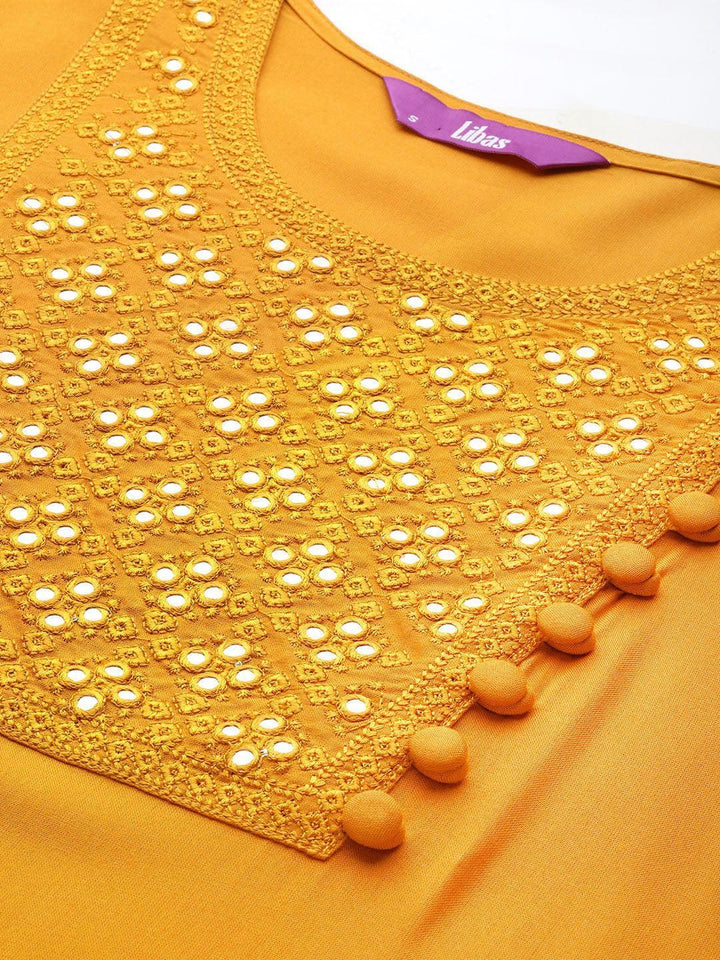 Mustard Yoke Design Rayon Kurta - ShopLibas