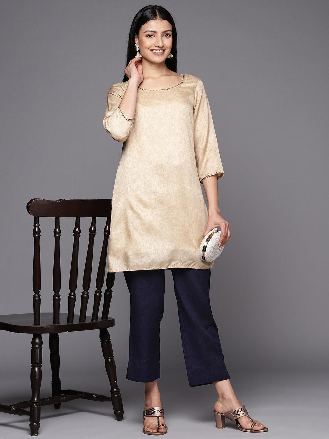 Navy Blue Solid Cotton Trousers - ShopLibas 