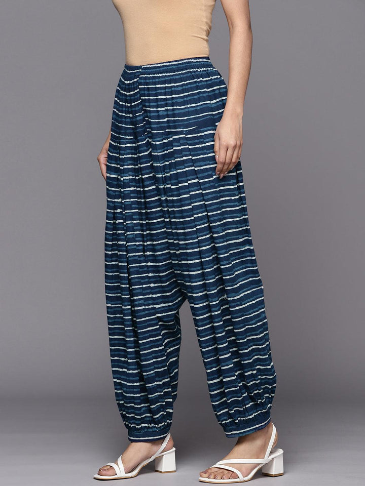 Navy Blue Striped Cotton Salwar