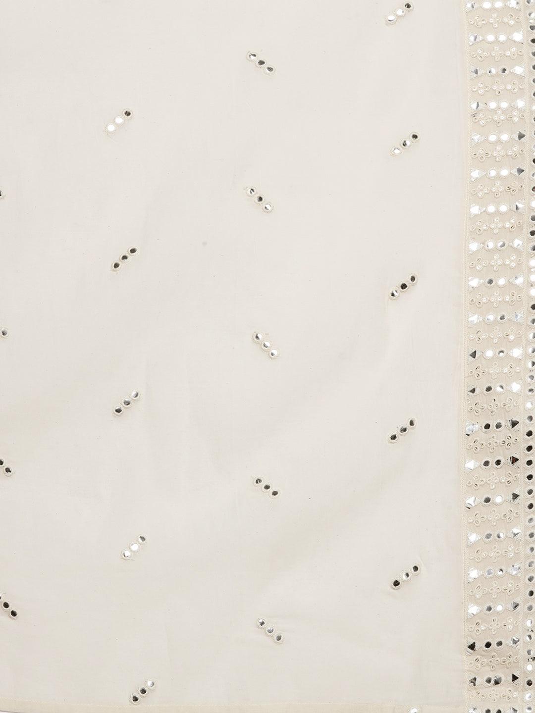 Off White Embroidered Cotton Straight Suit Set With Trousers - ShopLibas 