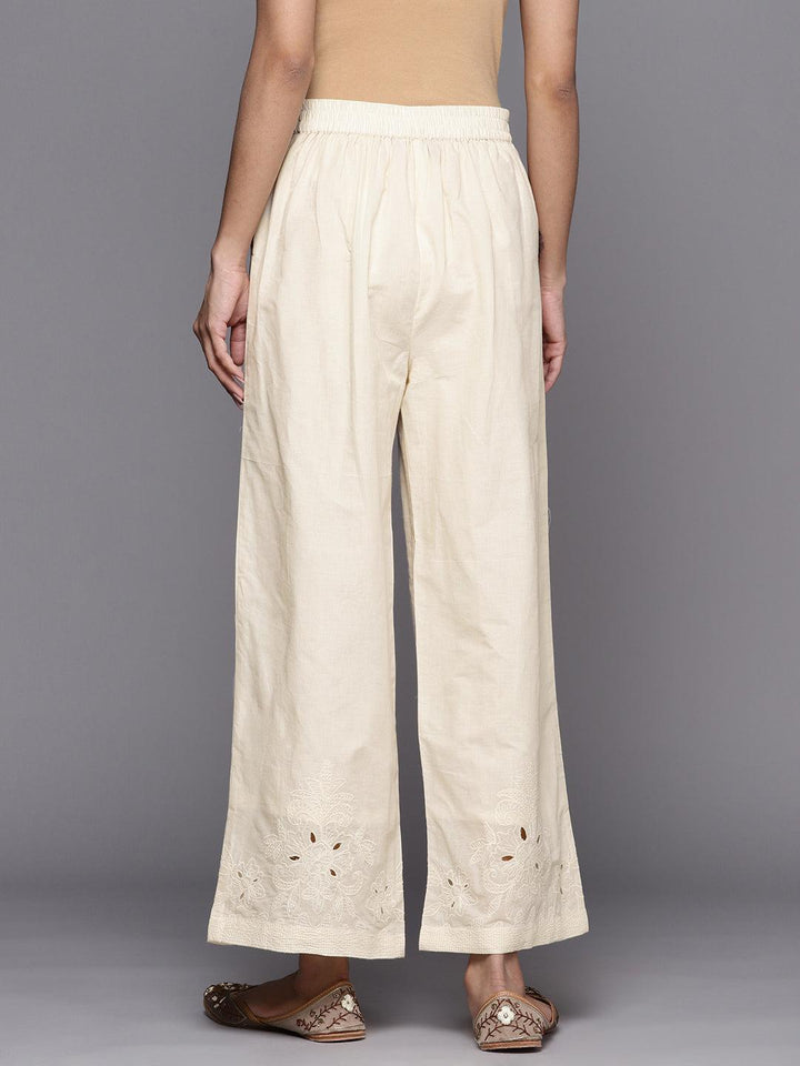 Off White Hem Design Cotton Palazzos