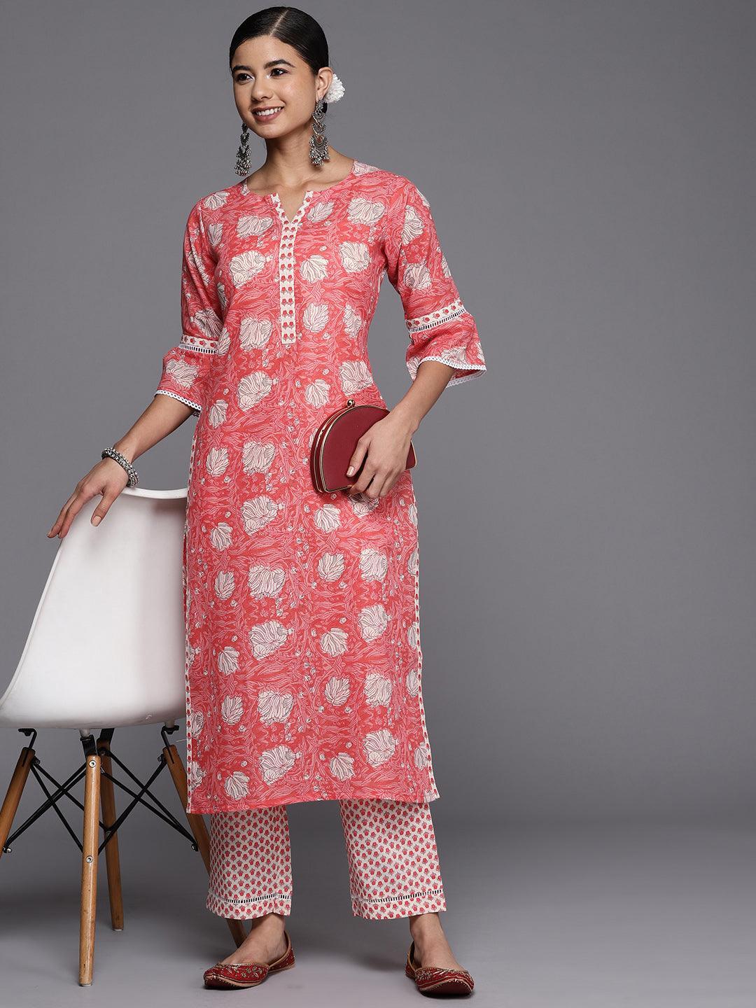 Off White Printed Cotton Trousers - ShopLibas 