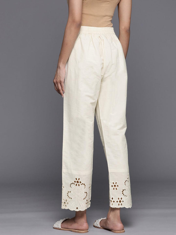 Off White Schiffli Cotton Trousers