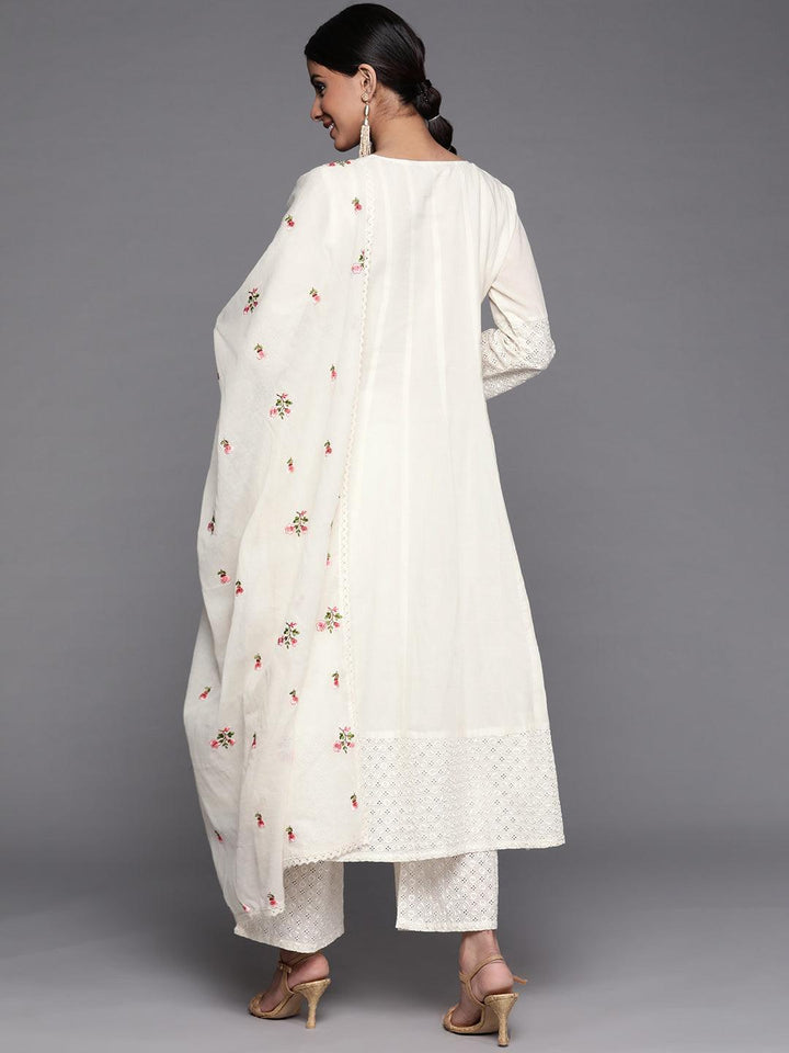 Off White Solid Cotton Suit Set - ShopLibas