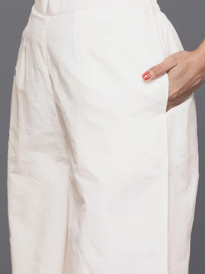 Off White Yoke Design Cotton Suit Set - ShopLibas