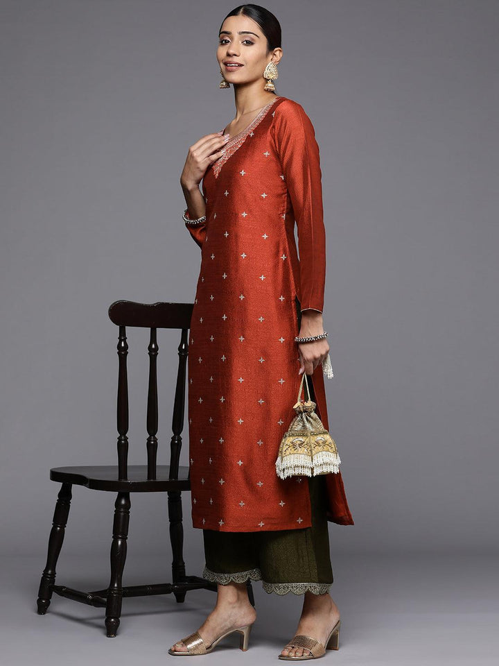 Olive Solid Silk Blend Palazzos