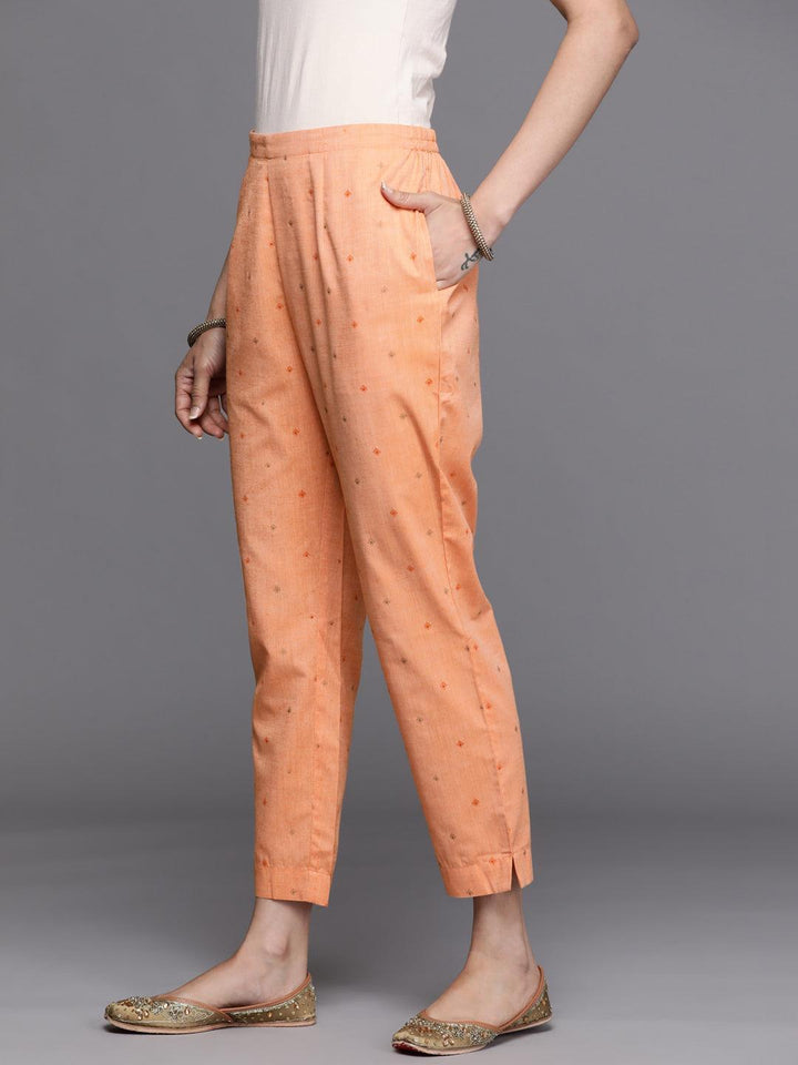 Orange Printed Cotton Trousers - ShopLibas