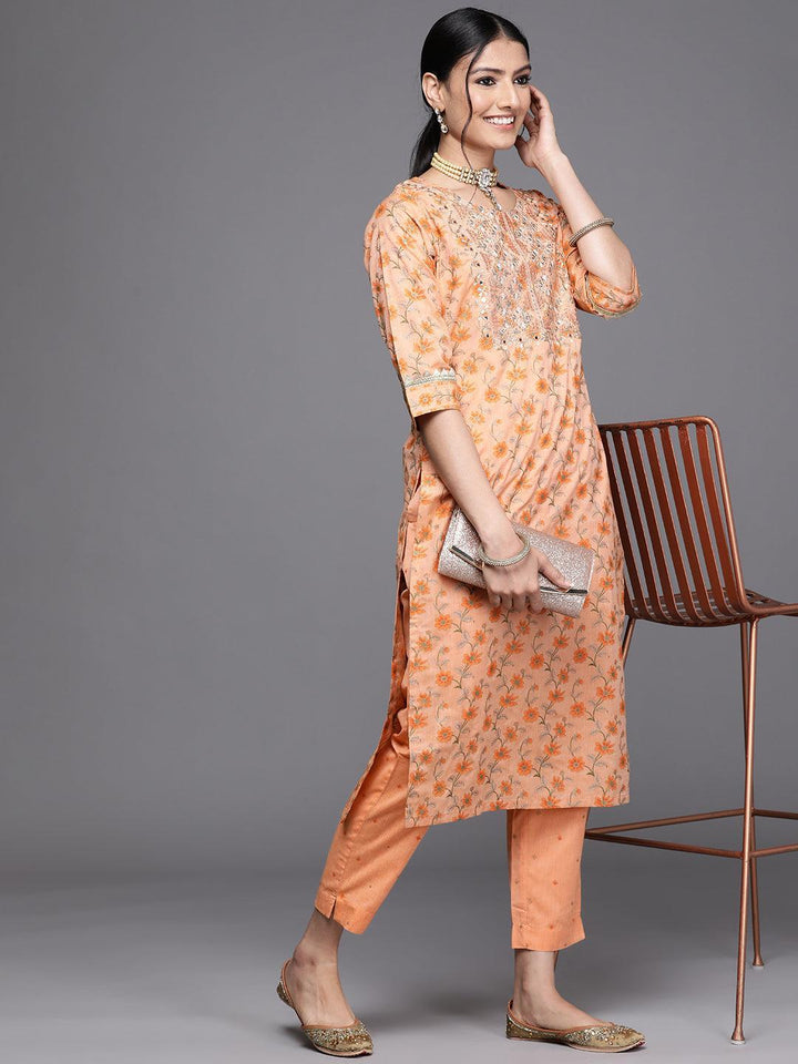 Orange Printed Cotton Trousers - ShopLibas
