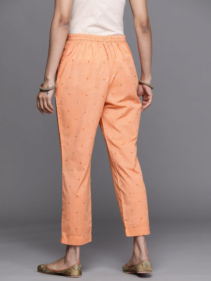 Orange Printed Cotton Trousers - ShopLibas