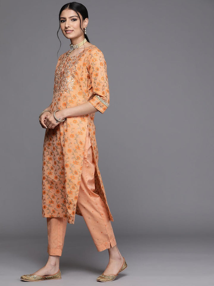 Orange Yoke Design Cotton Silk Kurta - ShopLibas