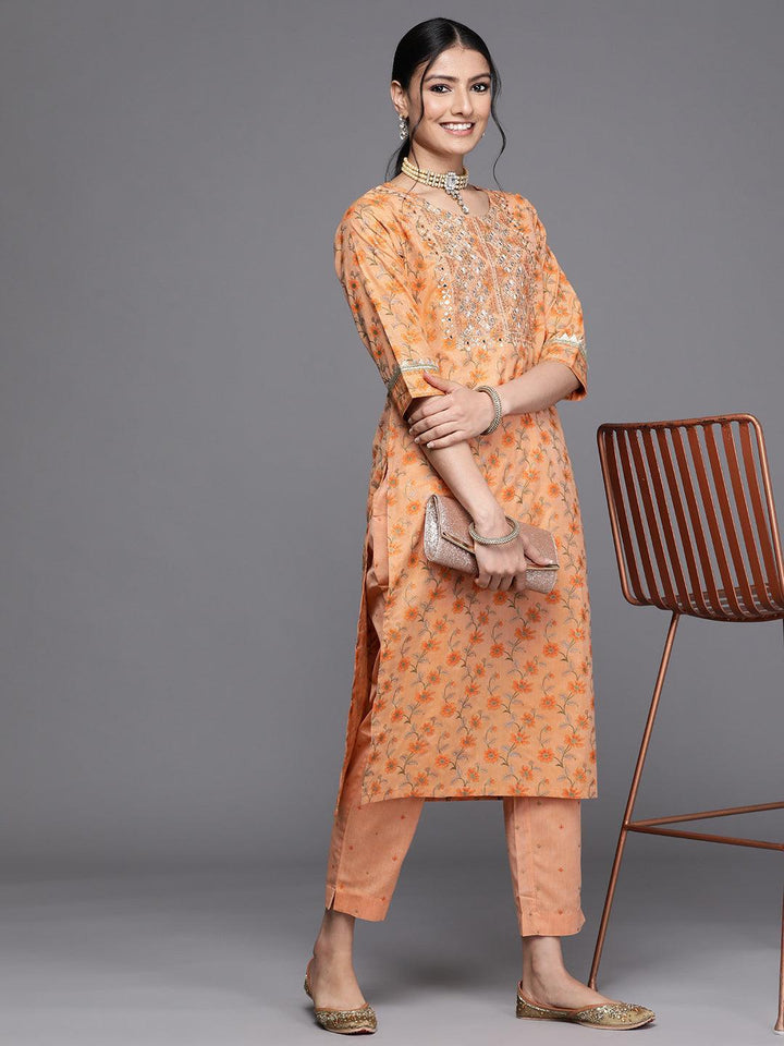Orange Yoke Design Cotton Silk Kurta - ShopLibas