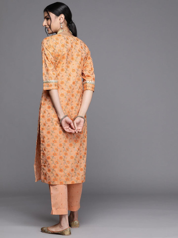 Orange Yoke Design Cotton Silk Kurta - ShopLibas