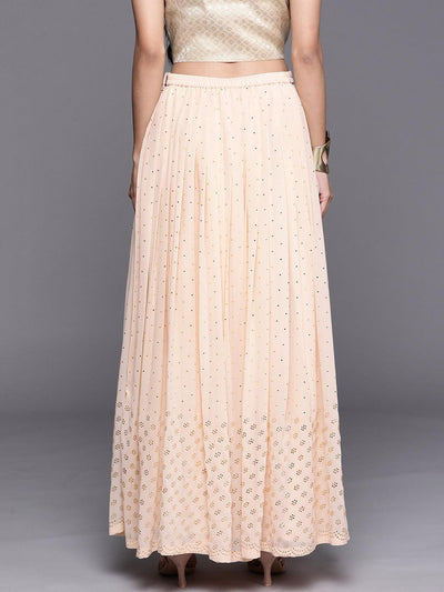 Peach Embellished Georgette Skirt - ShopLibas
