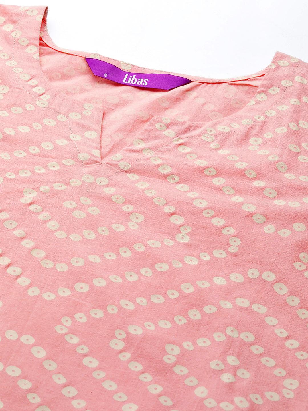 Peach Printed Cotton Night Suit - ShopLibas