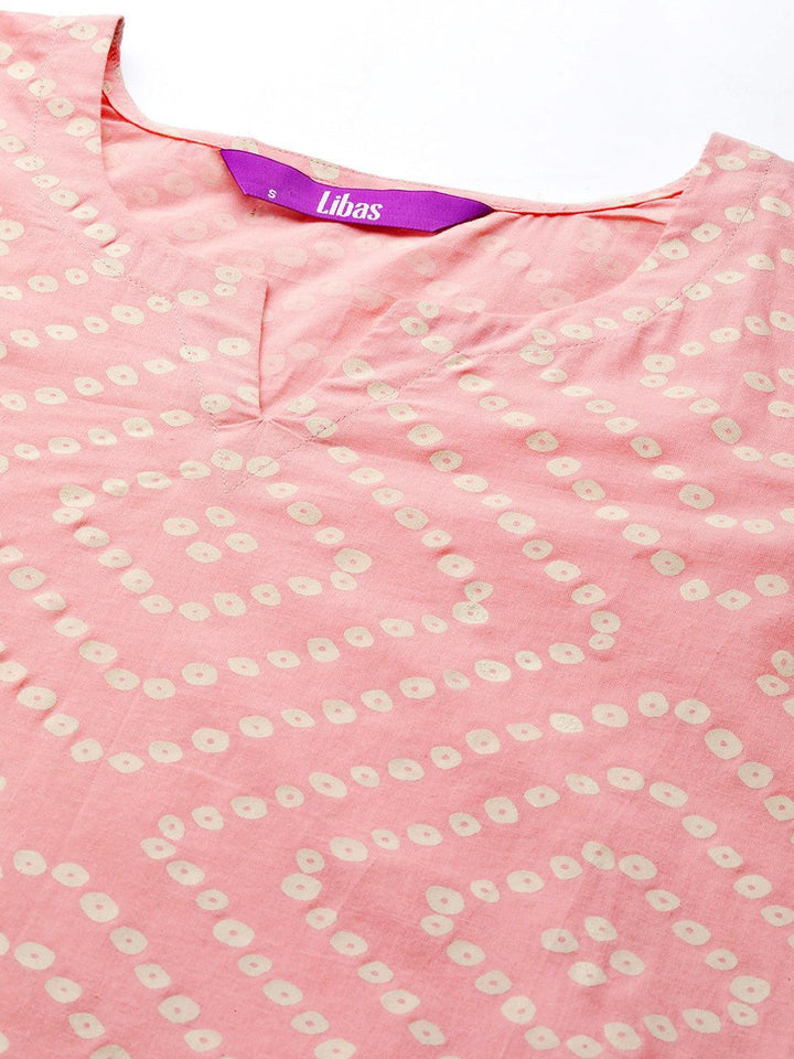 Peach Printed Cotton Night Suit - ShopLibas