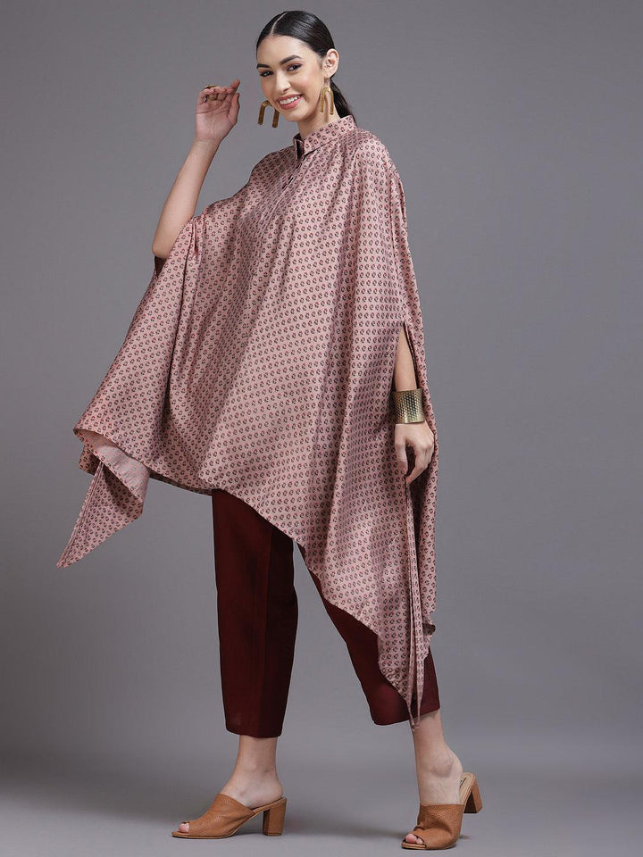 Peach Printed Silk Blend Kurta Set - ShopLibas