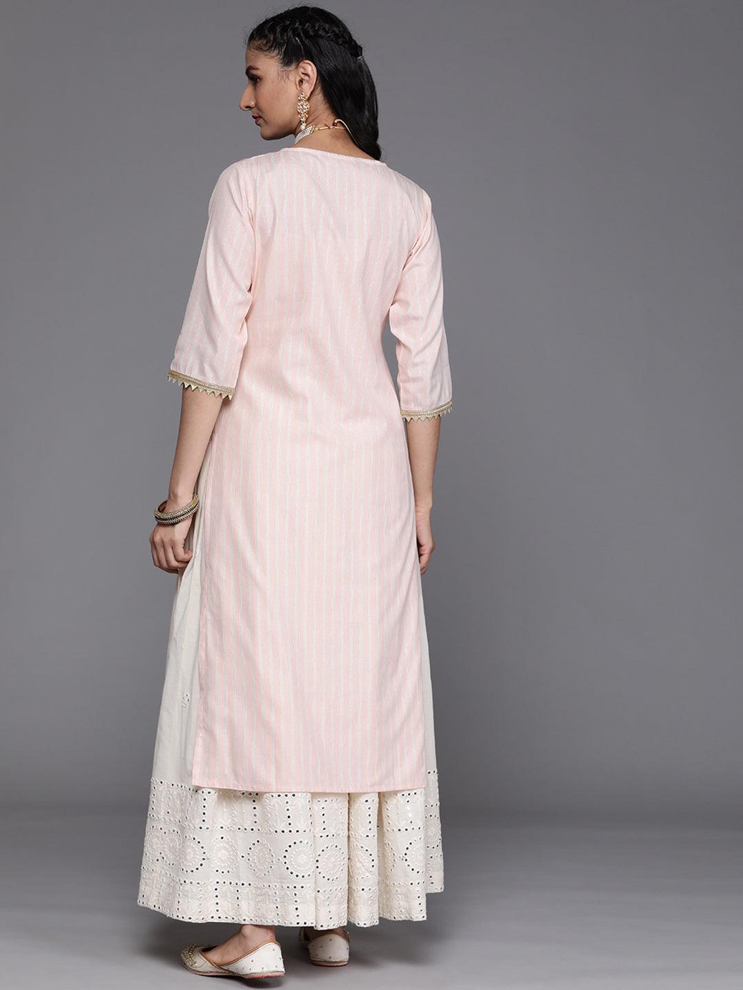 Peach Yoke Design Cotton Silk Kurta - ShopLibas