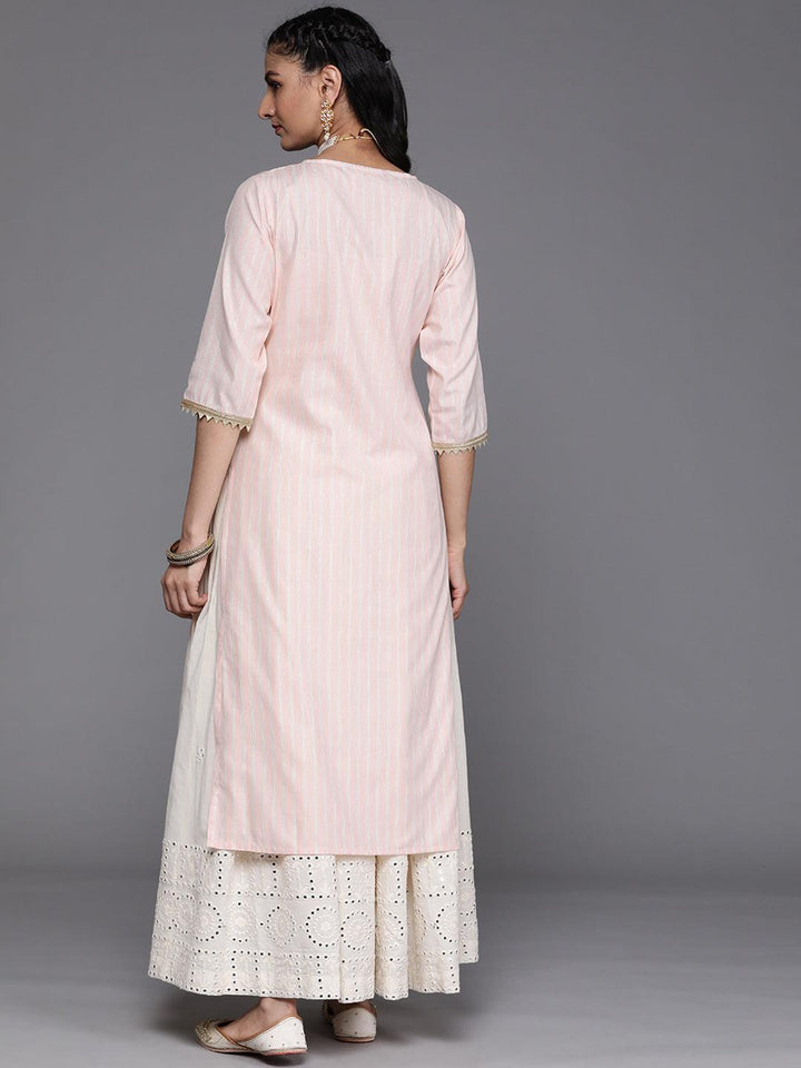 Peach Yoke Design Cotton Silk Kurta - ShopLibas